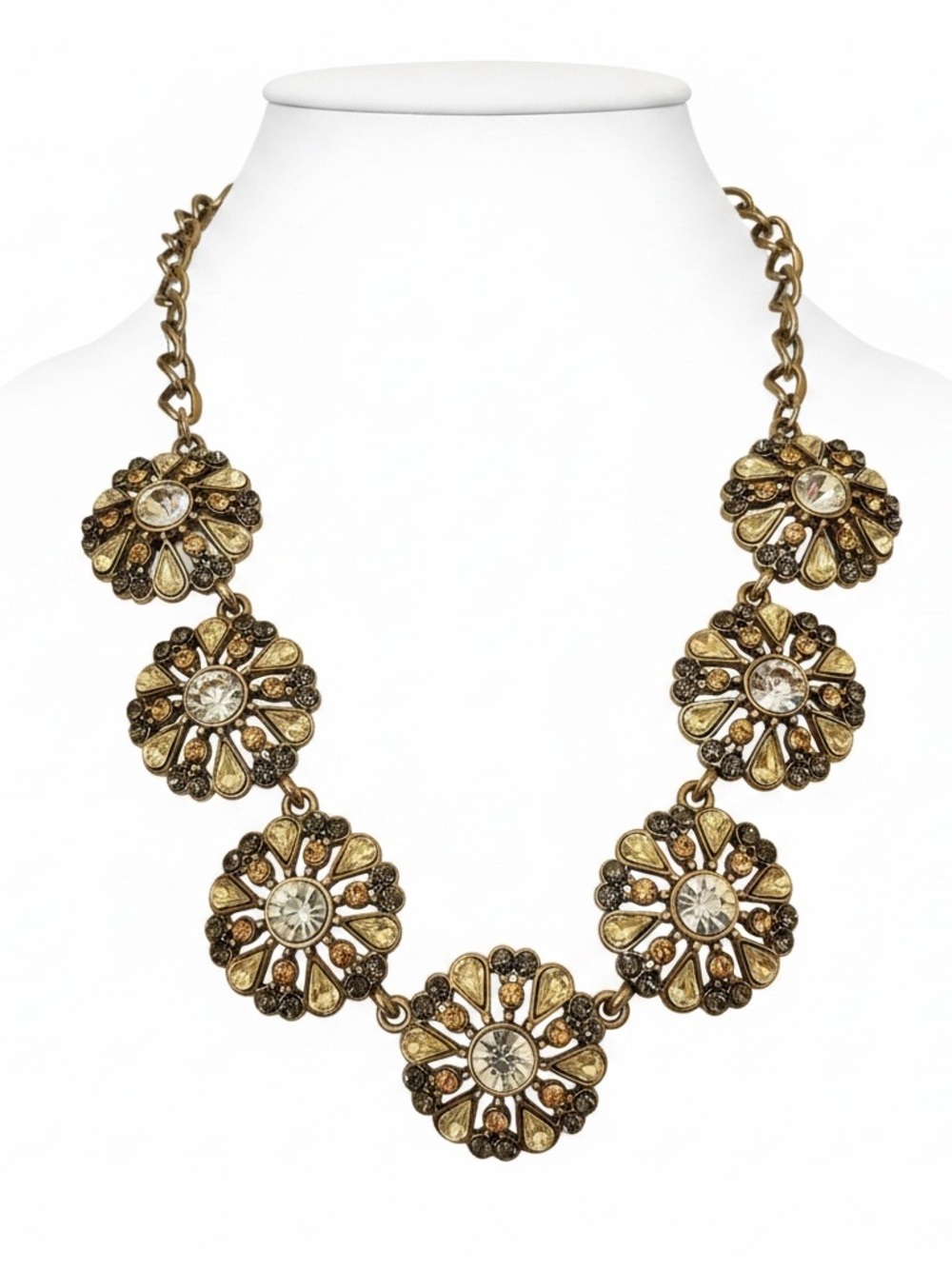 The Limited VTG Gold-Tone Floral Medallion Necklace with Clear Crystals
